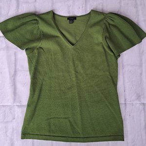 Ann Taylor Factor Knit Tshirt with ruffle sleeve size XS